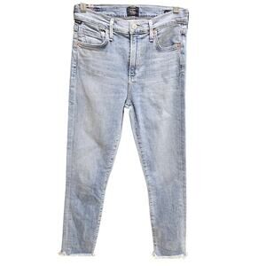 Citizens of Humanity Rocket Crop High Rise Skinny Jeans Stepped Raw Hem Size 27